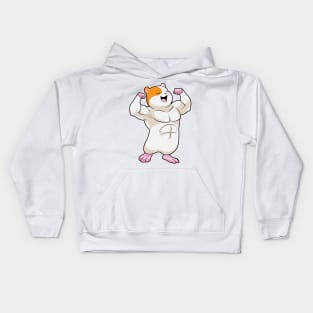 Hamster as Bodybuilder with big Muscles Kids Hoodie